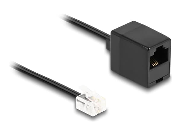 Delock - Telefonkabel - RJ-11 (hane) till RJ-45 (hona) - 3 m - platt - svart