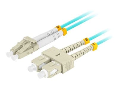 VALOKUITU PATCHCORD MM LC/UPC-SC/UPC DUPLEX 3.0MM OM3 50/125 LSZH 1M AQUA LANBERG