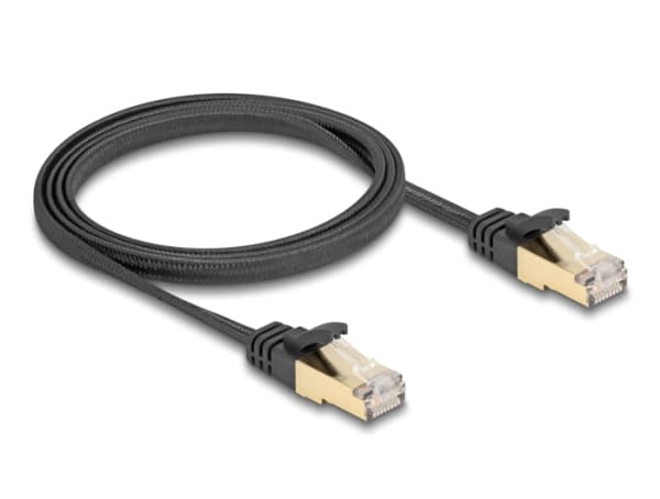 Delock - Patchkabel - RJ-45 (han) til RJ-45 (han) - 1 m - S/FTP - CAT 6a - knastfri, flad, punottu päällyste - lajittelu
