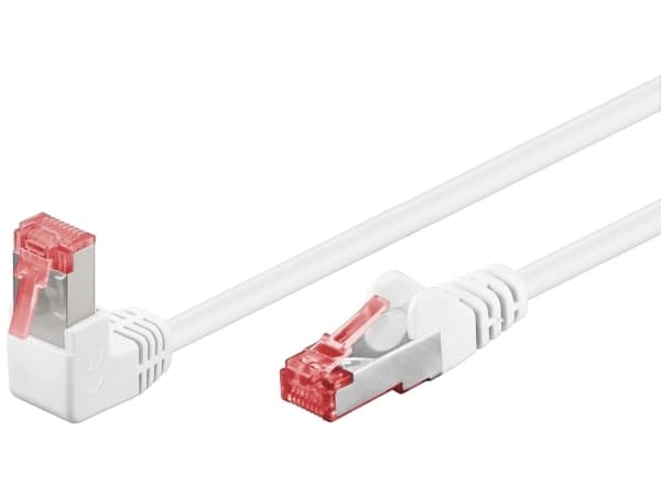 goobay - Patch-kabel - RJ-45 (hane) vinklad till RJ-45 (hane) rak - 50 cm - 6 mm - SFTP, PiMF - CAT 6 - halogenfri, rund, guldblinkade kontakter - vi