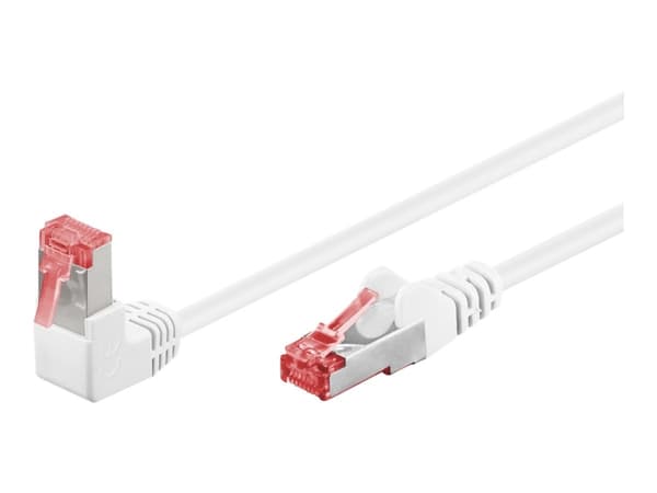 goobay - Patchkabel - RJ-45 (hann) vinklet til RJ-45 (hann) rett - 50 cm - 6 mm - SFTP, PiMF - CAT 6 - halogenfrie, runde, gullglitterkontakter - hvi