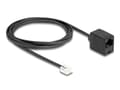 Miniatyrbild 3 av 3: Delock - Telefonkabel - RJ-11 (hane) till RJ-45 (hona) - 2 m - platt - svart