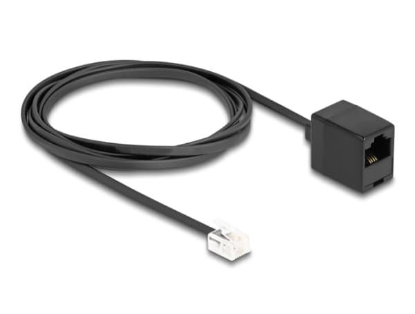 Delock - Telefonkabel - RJ-11 (hane) till RJ-45 (hona) - 2 m - platt - svart