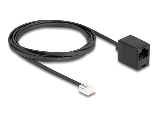 Delock - Telefonkabel - RJ-11 (hane) till RJ-45 (hona) - 2 m - platt - svart