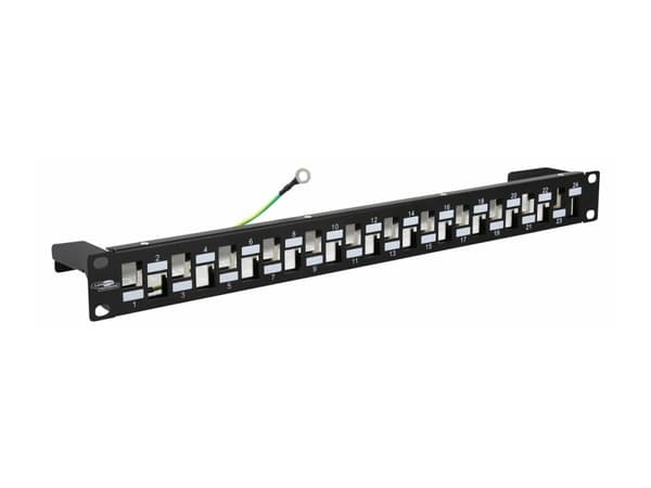 Lanview by Logon - Blank keystone-patchpanel - obehandlad - rackmontering - svart, RAL 9005 - 1U - 10" - 8 portar
