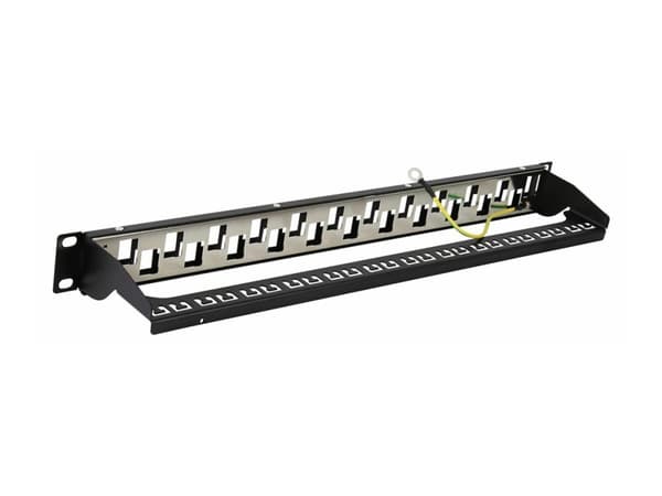 Lanview by Logon - Blank keystone-patchpanel - obehandlad - rackmontering - svart, RAL 9005 - 1U - 10" - 8 portar