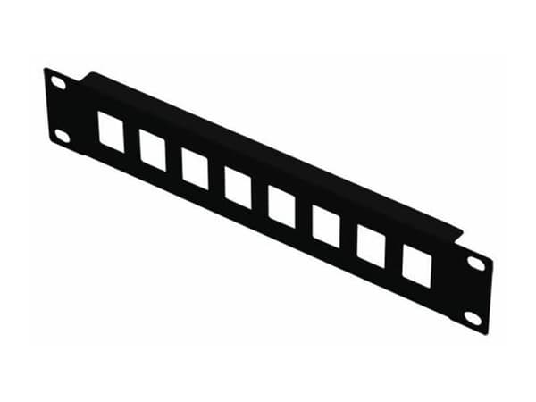 Lanview by Logon - Blank keystone-patchpanel - obehandlad - rackmontering - svart, RAL 9005 - 1U - 10" - 8 portar Svart