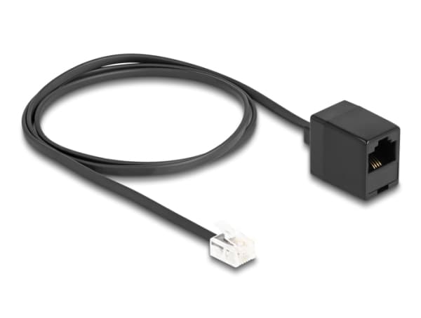 Delock - Telefonkabel - RJ-11 (hane) till RJ-45 (hona) - 1 m - platt - svart