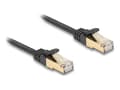 Miniatyrbilde 1 av 5: Delock - Koblingskabel - RJ-45 (hann) til RJ-45 (hann) - 10 m - S/FTP - CAT 6a - uten hindringer, flat, flettet kabel - svart