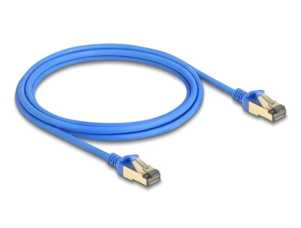 Delock - Nettverkskabel - RJ-45 (hann) til RJ-45 (hann) - 2 m - 4.9 mm - F/FTP - CAT 8.1 - halogenfri, uten hindringer, slank - blå