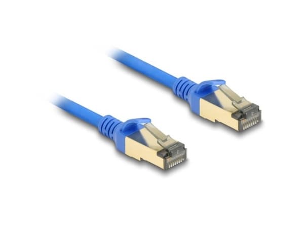 Delock - Nettverkskabel - RJ-45 (hann) til RJ-45 (hann) - 2 m - 4.9 mm - F/FTP - CAT 8.1 - halogenfri, uten hindringer, slank - blå