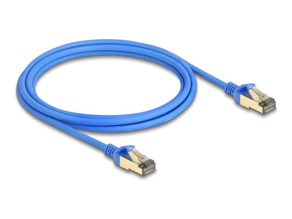 Delock - Nettverkskabel - RJ-45 (hann) til RJ-45 (hann) - 2 m - 4.9 mm - F/FTP - CAT 8.1 - halogenfri, uten hindringer, slank - blå