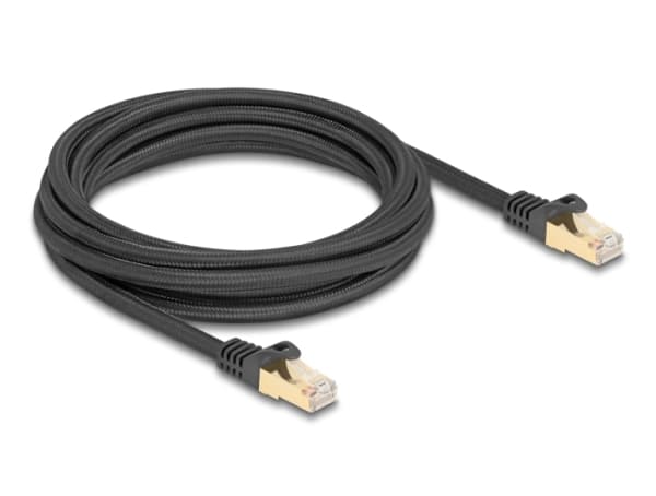 Delock RJ45 nettverkskabel med flettet kappe Cat.6A S/FTP plugg til plugg 3 m svart (80319)