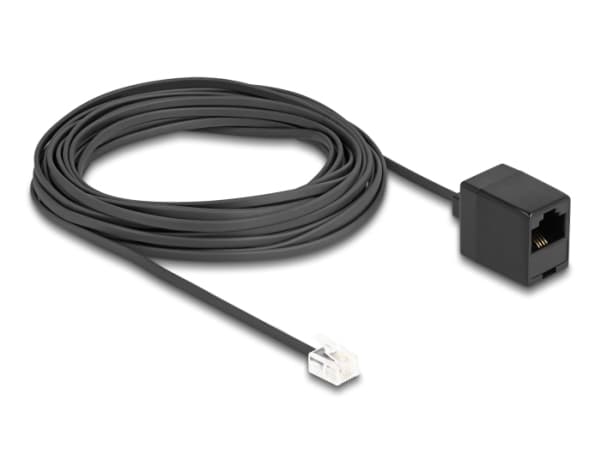 Delock - Telefonkabel - RJ-11 (hane) till RJ-45 (hona) - 10 m - platt - svart