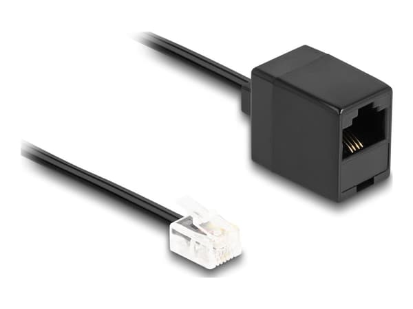Delock - Telefonkabel - RJ-11 (hane) till RJ-45 (hona) - 10 m - platt - svart