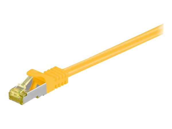 RJ45-verkkokaapeli S/FTP (PiMF), 500 MHz, CAT 7 -raakakaapelilla, keltainen, 5 m