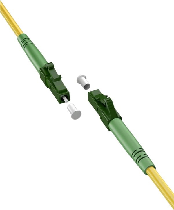 Goobay Lyslederkabel (FTTH), Singlemode (OS2) Yellow, gul (Simplex), 20 m fiberoptisk kabel, LC-APC (8°) stik > LC-APC (8°) stik, halogenfri kabelkapp