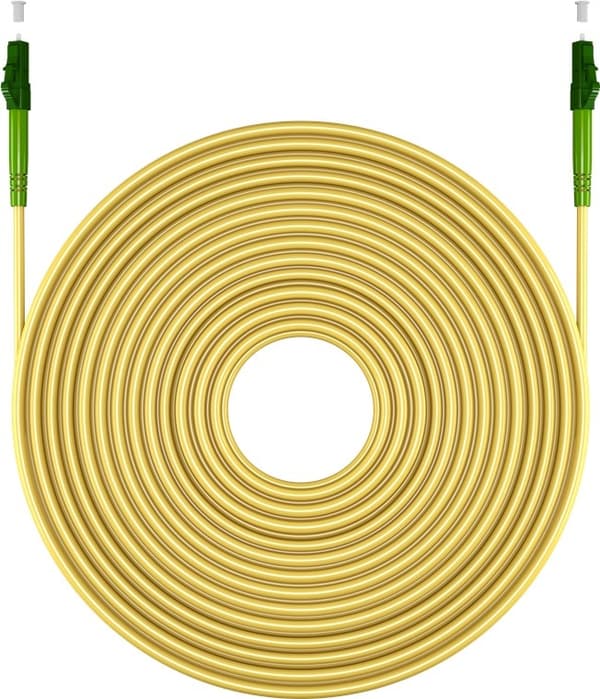 Goobay Lyslederkabel (FTTH), Singlemode (OS2) Yellow, gul (Simplex), 20 m fiberoptisk kabel, LC-APC (8°) stik > LC-APC (8°) stik, halogenfri kabelkapp