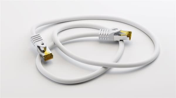 Goobay RJ45 netværkskabel S/FTP (PiMF), 500 MHz, med CAT 7 råkabel, hvid, 0,5 m LSZH halogenfri kabelkappe, kobber, RJ45-hanstik (CAT 6A)