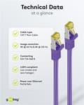 Pikkukuva 7 / 7: Goobay RJ45 patchkabel S/FTP (PiMF), 500 MHz, med CAT 7 råkabel, violett, 0,25 m LSZH halogenfri kabelhölje, koppar, RJ45-kontakt (CAT 6A)