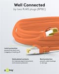 Miniatyrbilde 4 av 7: Goobay RJ45 patchkabel S/FTP (PiMF), 500 MHz, med CAT 7 råkabel, oransje, 10 m LSZH halogenfri kabelkappe, kobber, RJ45-kontakt (CAT 6A)
