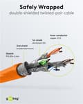 Miniatyrbilde 5 av 7: Goobay RJ45 patchkabel S/FTP (PiMF), 500 MHz, med CAT 7 råkabel, oransje, 10 m LSZH halogenfri kabelkappe, kobber, RJ45-kontakt (CAT 6A)