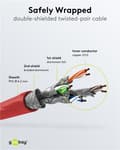 Miniatyrbillede 5 af 7: Goobay RJ45 netværkskabel S/FTP (PiMF), 500 MHz, med CAT 7 råkabel, rød, 10 m LSZH halogenfri kabelkappe, kobber, RJ45-hanstik (CAT 6A)