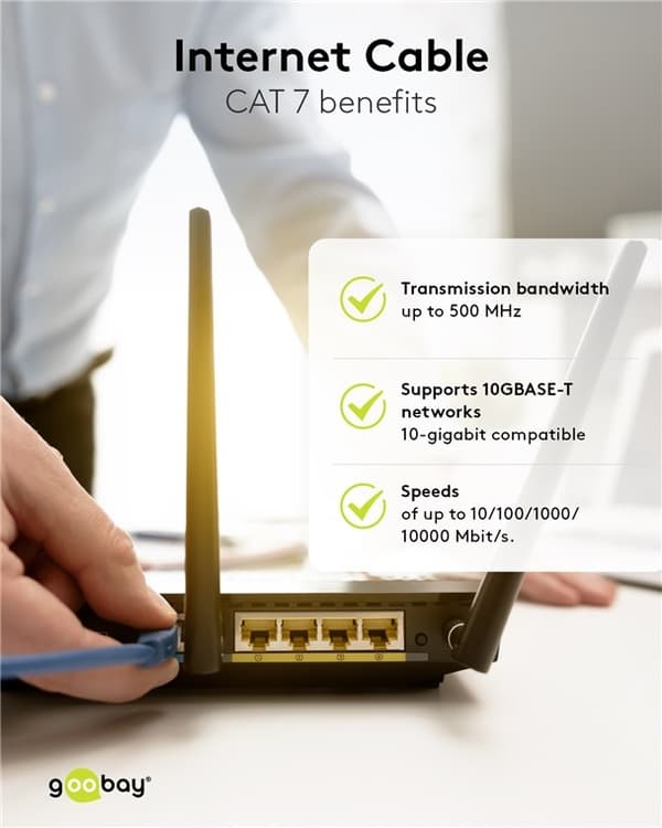 Goobay RJ45 netværkskabel S/FTP (PiMF), 500 MHz, med CAT 7 råkabel, grøn, 20 m LSZH halogenfri kabelkappe, kobber, RJ45-hanstik (CAT 6A)