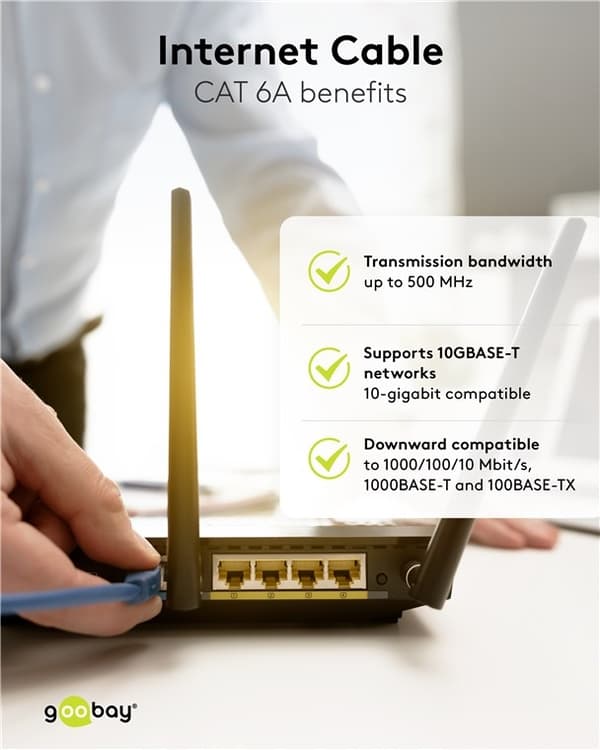 Goobay Patchkabel CAT 6A, S/FTP (PiMF), röd, 3 m opparledare (CU), halogenfri kabelhölje (LSZH)