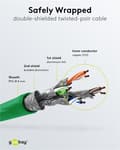 Pikkukuva 5 / 7: Goobay Patchkabel CAT 6, S/FTP (PiMF), grön, 25 m kopparledare (CU), halogenfri kabelhölje (LSZH)