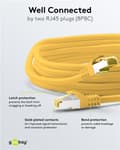 Pikkukuva 4 / 7: Goobay RJ45 patchkabel S/FTP (PiMF), 500 MHz, med CAT 7 råkabel, gul, 15 m LSZH halogenfri kabelhölje, koppar, RJ45-kontakt (CAT 6A)
