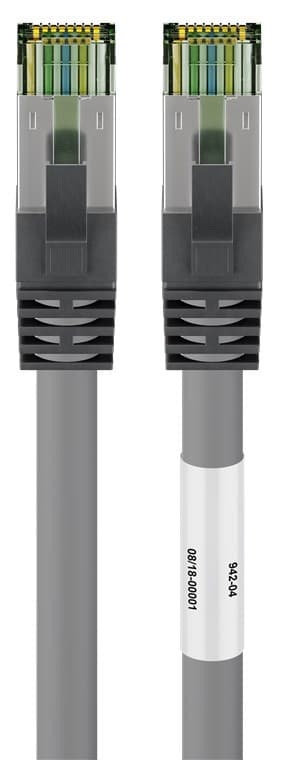 Goobay RJ45 (CAT 6A, 500 MHz) patchkabel med CAT 8.1 S/FTP rå kabel, grå 99,9 % syrefri kopparledare (OFC), AWG 24, halogenfri kabelhölje (LSZH)