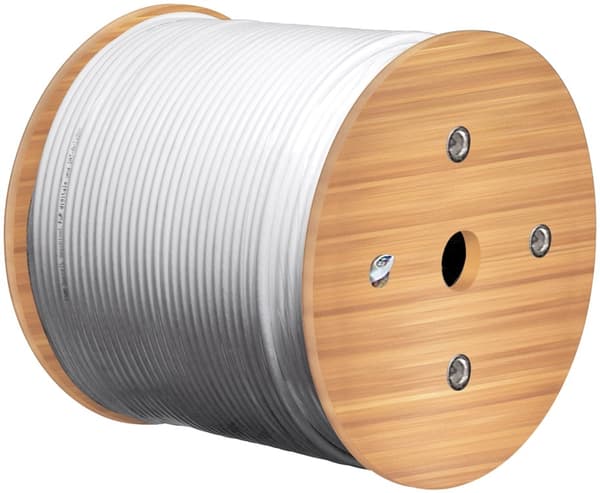 Goobay GHMT-certifierad CAT 8.1 installationskabel, S/FTP (PiMF), gul kopparledare (CU), AWG 22/1 (solid), halogenfri (LSZH)