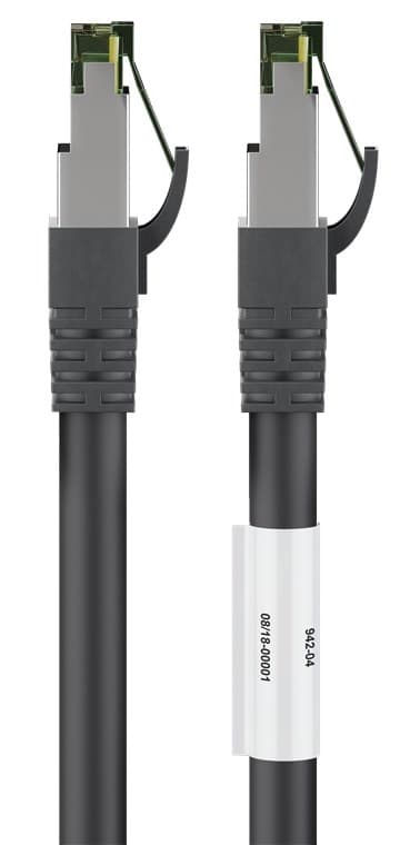 Goobay RJ45 (CAT 6A, 500 MHz) patchkabel med CAT 8.1 S/FTP-råkabel, svart 99,9 % oksygenfri kobberleder (OFC), AWG 24, halogenfri kabelmantel (LSZH),