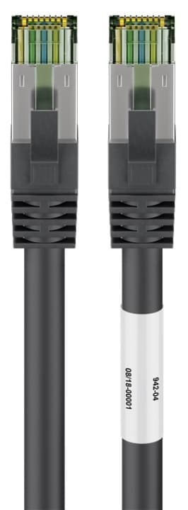 Goobay RJ45 (CAT 6A, 500 MHz) patchkabel med CAT 8.1 S/FTP-råkabel, svart 99,9 % oksygenfri kobberleder (OFC), AWG 24, halogenfri kabelmantel (LSZH),