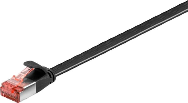 Goobay CAT 6 platt patchkabel, U/FTP, svart kopparledare (CU), 2 m