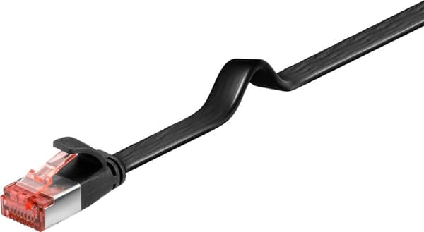 Goobay CAT 6 platt patchkabel, U/FTP, svart kopparledare (CU), 2 m