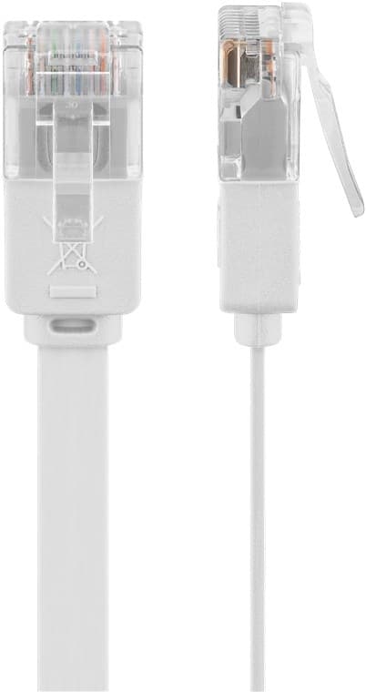 Goobay CAT 6 flad netværkskabel, U/UTP, hvid kobberleder (CU), 2 m