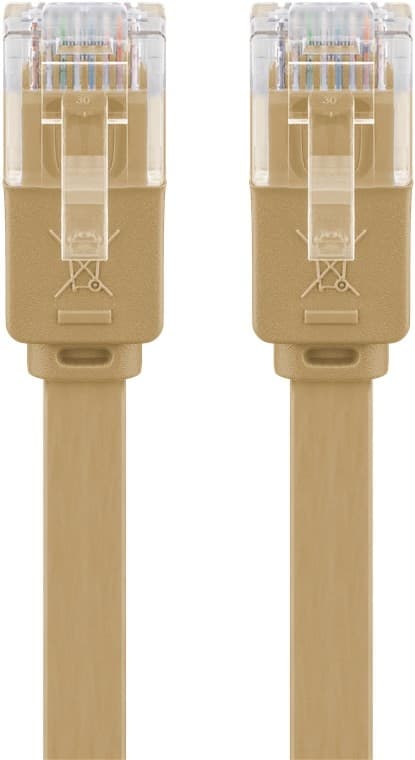 Goobay CAT 6 flad netværkskabel, U/UTP, lysebrun kobberleder (CU), 0.5 m
