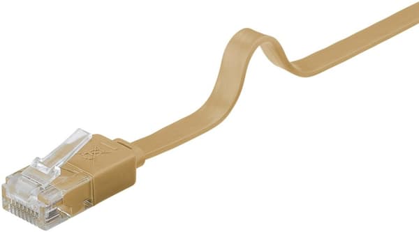 Goobay CAT 6 flad netværkskabel, U/UTP, lysebrun kobberleder (CU), 0.5 m