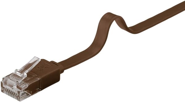 Goobay CAT 6 platt patchkabel, U/UTP, mörkbrun kopparledare (CU)