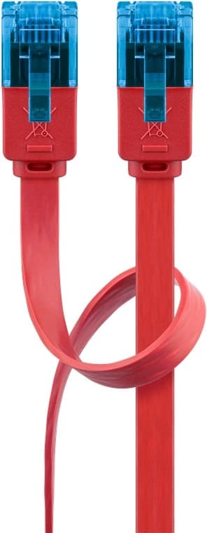 Goobay CAT 6A flat patchkabel, U/UTP, rød kobberleder (CU), 0,5 m