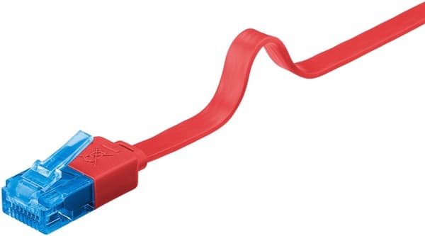 Goobay CAT 6A flat patchkabel, U/UTP, rød kobberleder (CU), 0,5 m