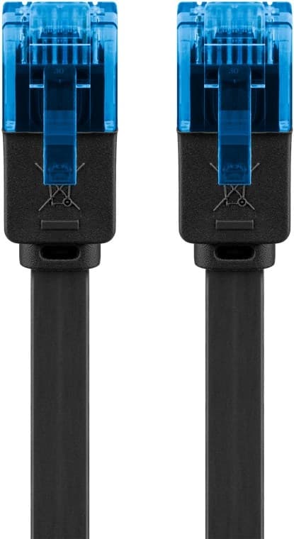 Goobay CAT 6A platt patchkabel, U/UTP, svart kopparledare (CU)