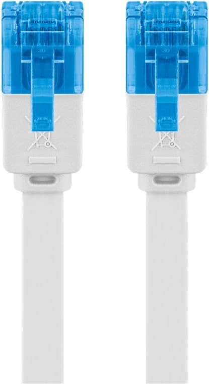 Goobay Flad netværkskabel CAT 6A, U/UTP, hvid kobberleder (CU), 1 m