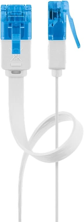 Goobay Flad netværkskabel CAT 6A, U/UTP, hvid kobberleder (CU), 1 m
