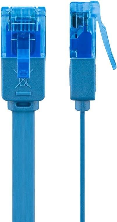 Goobay CAT 6A platt patchkabel, U/UTP, blå kopparledare (CU)