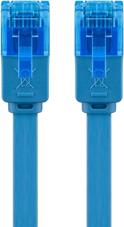 Goobay CAT 6A platt patchkabel, U/UTP, blå kopparledare (CU)