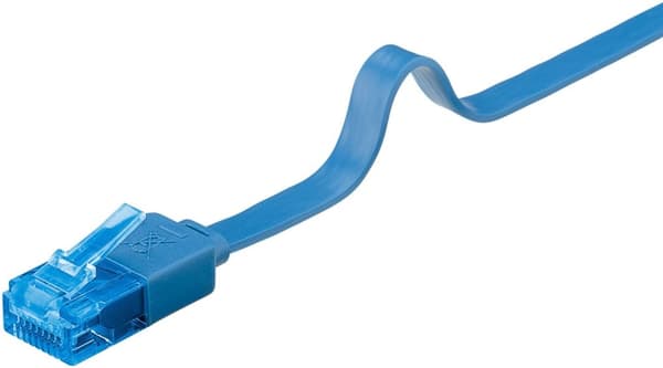 Goobay CAT 6A platt patchkabel, U/UTP, blå kopparledare (CU)