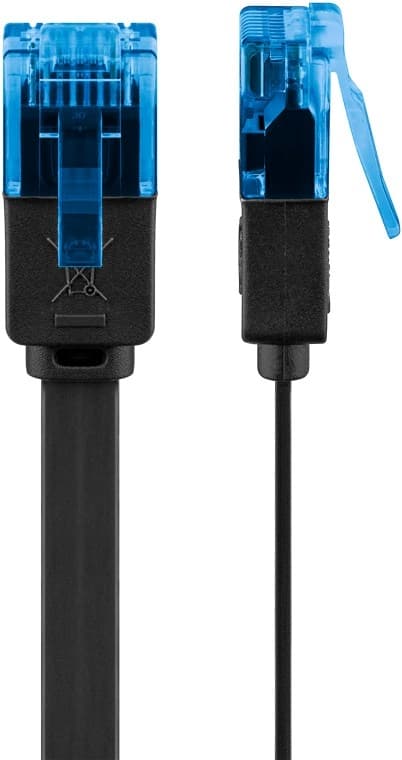 Goobay CAT 6A flat patchkabel, U/UTP, svart kobberleder (CU), 5 m